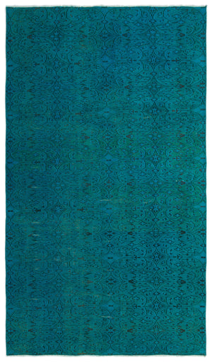 Turquoise Over Dyed Vintage Rug 5'0'' x 8'8'' ft 153 x 263 cm