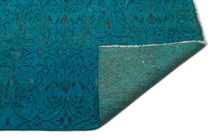 Turquoise Over Dyed Vintage Rug 5'0'' x 8'8'' ft 153 x 263 cm