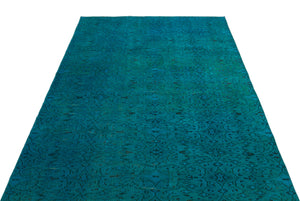 Turquoise Over Dyed Vintage Rug 5'0'' x 8'8'' ft 153 x 263 cm