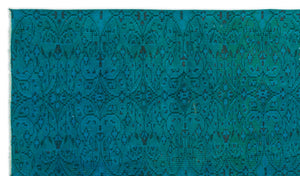 Turquoise Over Dyed Vintage Rug 5'0'' x 8'8'' ft 153 x 263 cm