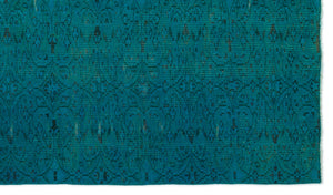 Turquoise Over Dyed Vintage Rug 5'0'' x 8'8'' ft 153 x 263 cm