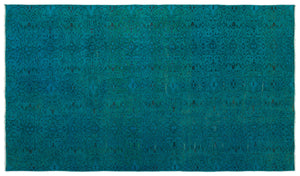 Turquoise Over Dyed Vintage Rug 5'0'' x 8'8'' ft 153 x 263 cm