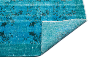 Turquoise  Over Dyed Vintage Rug 5'6'' x 8'8'' ft 168 x 264 cm