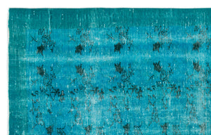 Turquoise  Over Dyed Vintage Rug 5'6'' x 8'8'' ft 168 x 264 cm