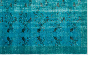 Turquoise  Over Dyed Vintage Rug 5'6'' x 8'8'' ft 168 x 264 cm