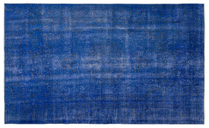 Blue Over Dyed Vintage Rug 5'8'' x 9'2'' ft 172 x 279 cm