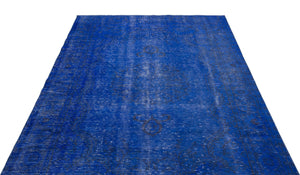 Blue Over Dyed Vintage Rug 5'8'' x 9'2'' ft 172 x 279 cm