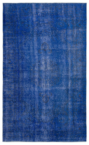 Blue Over Dyed Vintage Rug 5'8'' x 9'2'' ft 172 x 279 cm