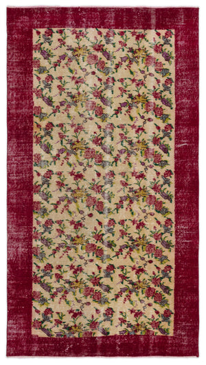 Naturel Over Dyed Vintage Rug 3'9'' x 6'11'' ft 115 x 212 cm