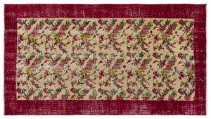 Naturel Over Dyed Vintage Rug 3'9'' x 6'11'' ft 115 x 212 cm