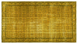 Yellow Over Dyed Vintage Rug 5'7'' x 9'11'' ft 169 x 302 cm