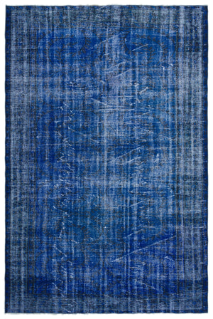Blue Over Dyed Vintage Rug 6'0'' x 8'12'' ft 184 x 274 cm