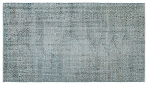 Blue Over Dyed Vintage Rug 4'10'' x 8'7'' ft 147 x 262 cm