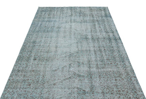 Blue Over Dyed Vintage Rug 4'10'' x 8'7'' ft 147 x 262 cm