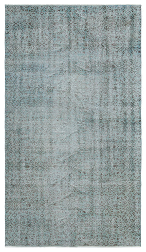 Blue Over Dyed Vintage Rug 4'10'' x 8'7'' ft 147 x 262 cm