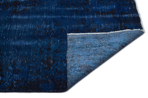 Blue Over Dyed Vintage Rug 5'0'' x 9'4'' ft 153 x 285 cm