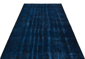 Blue Over Dyed Vintage Rug 5'0'' x 9'4'' ft 153 x 285 cm