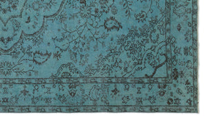 Turquoise Over Dyed Vintage Rug 5'5'' x 9'5'' ft 165 x 288 cm