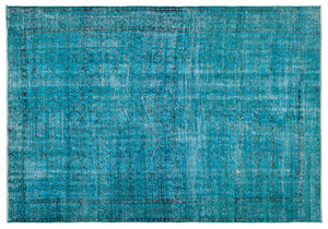 Turquoise Over Dyed Vintage Rug 6'7'' x 9'5'' ft 200 x 287 cm