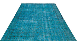 Turquoise Over Dyed Vintage Rug 6'7'' x 9'5'' ft 200 x 287 cm
