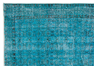 Turquoise Over Dyed Vintage Rug 6'7'' x 9'5'' ft 200 x 287 cm