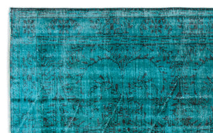 Turquoise  Over Dyed Vintage Rug 5'7'' x 8'5'' ft 169 x 257 cm