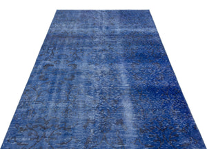Blue Over Dyed Vintage Rug 4'7'' x 7'9'' ft 140 x 236 cm