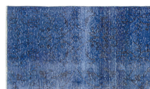 Blue Over Dyed Vintage Rug 4'7'' x 7'9'' ft 140 x 236 cm