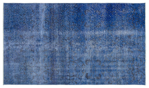 Blue Over Dyed Vintage Rug 4'7'' x 7'9'' ft 140 x 236 cm