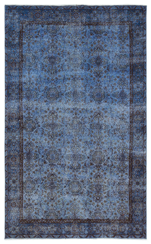 Blue Over Dyed Vintage Rug 5'3'' x 8'8'' ft 160 x 265 cm