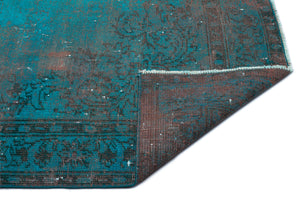 Turquoise Over Dyed Vintage Rug 5'9'' x 9'3'' ft 175 x 282 cm