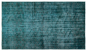 Blue Over Dyed Vintage Rug 5'3'' x 9'1'' ft 161 x 278 cm