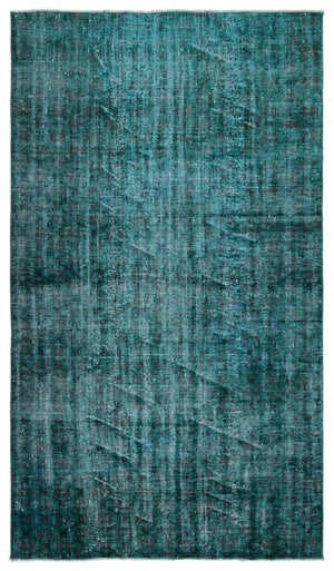 Blue Over Dyed Vintage Rug 5'3'' x 9'1'' ft 161 x 278 cm