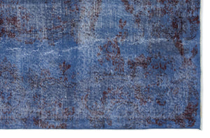 Blue Over Dyed Vintage Rug 5'6'' x 8'5'' ft 167 x 257 cm
