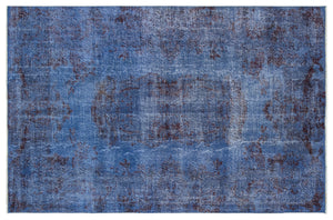 Blue Over Dyed Vintage Rug 5'6'' x 8'5'' ft 167 x 257 cm