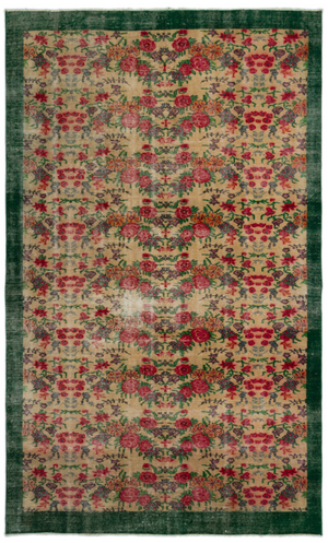 Retro Design Floral Over Dyed Vintage Rug 5'11'' x 9'10'' ft 180 x 300 cm