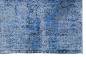 Blue Over Dyed Vintage Rug 5'5'' x 8'5'' ft 164 x 256 cm