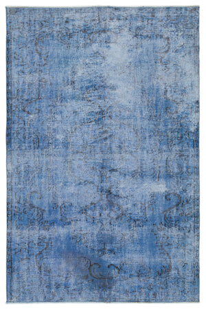 Blue Over Dyed Vintage Rug 5'5'' x 8'5'' ft 164 x 256 cm