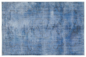 Blue Over Dyed Vintage Rug 5'5'' x 8'5'' ft 164 x 256 cm