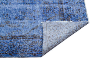 Blue Over Dyed Vintage Rug 5'2'' x 9'1'' ft 158 x 277 cm