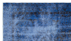 Blue Over Dyed Vintage Rug 5'2'' x 9'1'' ft 158 x 277 cm