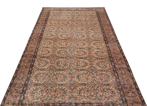 Brown Over Dyed Vintage Rug 4'9'' x 8'5'' ft 145 x 257 cm