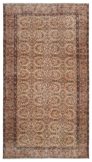 Brown Over Dyed Vintage Rug 4'9'' x 8'5'' ft 145 x 257 cm