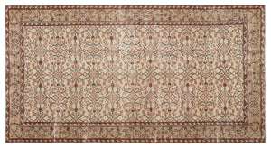 Beige Over Dyed Vintage Rug 4'10'' x 8'8'' ft 148 x 263 cm