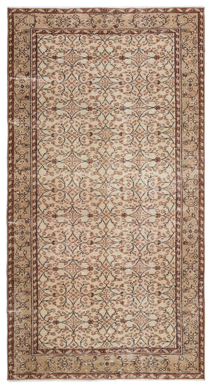 Beige Over Dyed Vintage Rug 4'10'' x 8'8'' ft 148 x 263 cm