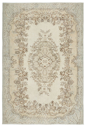 Beige Over Dyed Vintage Rug 5'11'' x 8'8'' ft 180 x 265 cm