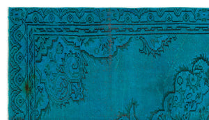 Turquoise Over Dyed Vintage Rug 4'12'' x 8'10'' ft 152 x 270 cm