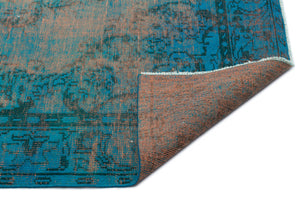 Turquoise Over Dyed Vintage Rug 5'9'' x 10'0'' ft 174 x 306 cm