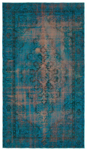 Turquoise Over Dyed Vintage Rug 5'9'' x 10'0'' ft 174 x 306 cm