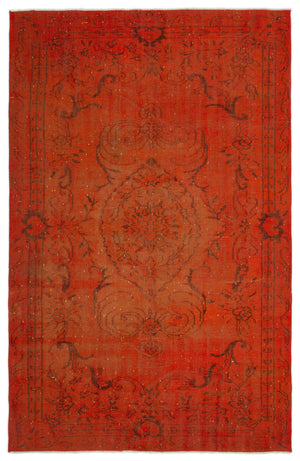 Orange Over Dyed Vintage Rug 5'8'' x 8'8'' ft 172 x 264 cm